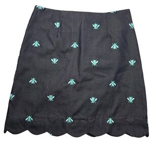Lilly Pulitzer Embroidered Bee Scallop Hem Skirt Size 0 Navy